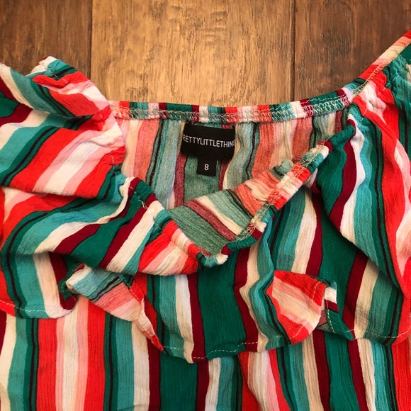 PrettyLittleThings Off Shoulder Stripped Top - Picture 3 of 4